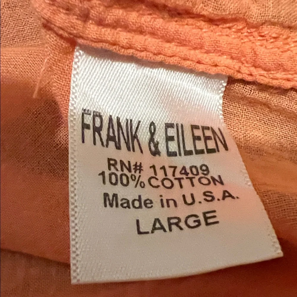 #872 Frank & Eileen Coral Button-Down Shirt Large - Picture 6 of 6